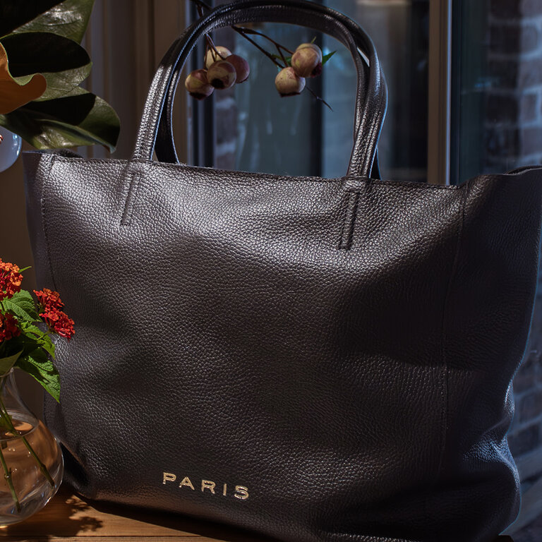 The Paris Market Black Leather Paris Tote