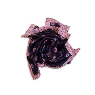 Purple Dandelions Pink Border Scarf