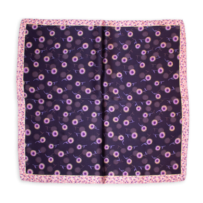 Purple Dandelions Pink Border Scarf