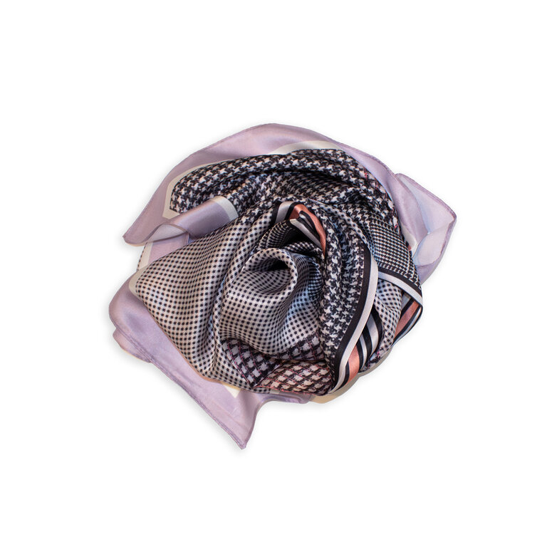 Maison Fanli Lavender Houndstooth Silk Scarf