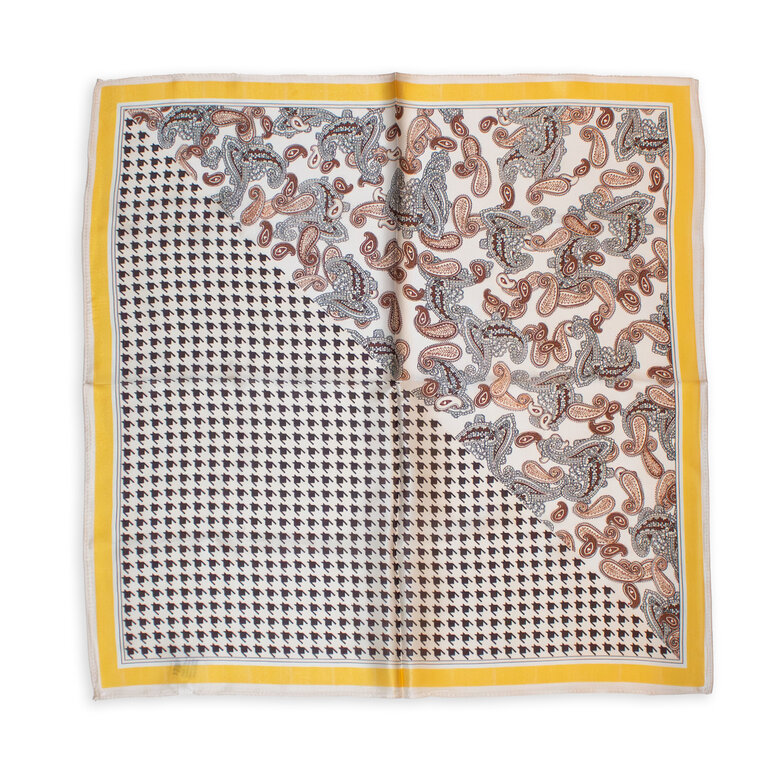 Maison Fanli Paisley & Houndstooth Silk Scarf