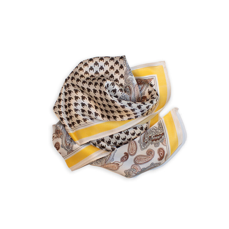Maison Fanli Paisley & Houndstooth Silk Scarf