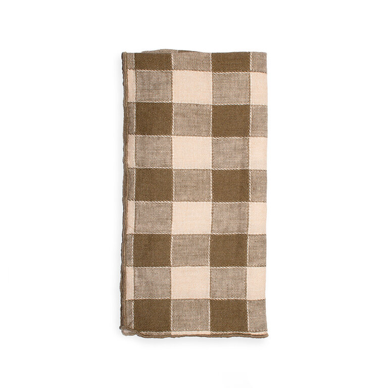 Laurel Vichy Canvas Bourdon Linen Dinner Napkin