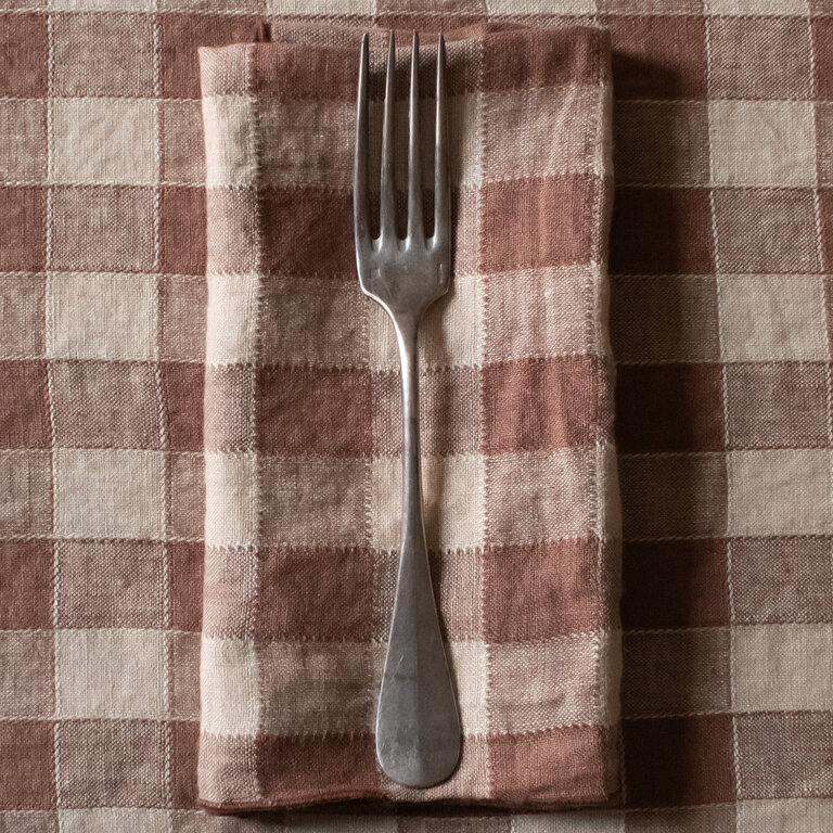 Litchi Bourdon Vichy Canvas Linen Dinner Napkin