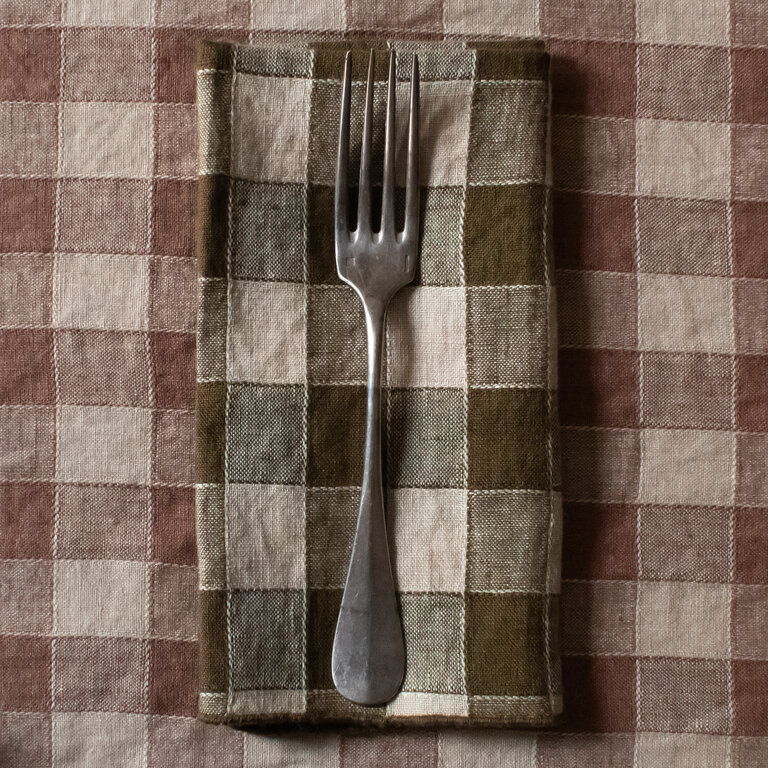 Laurel Vichy Canvas Bourdon Linen Dinner Napkin