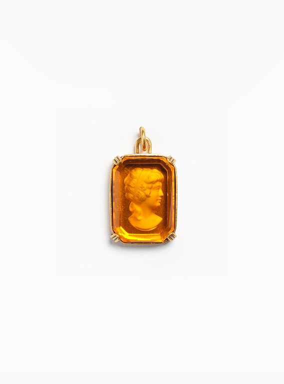 Fallen Aristocrat Charm- Cameo German, Amber