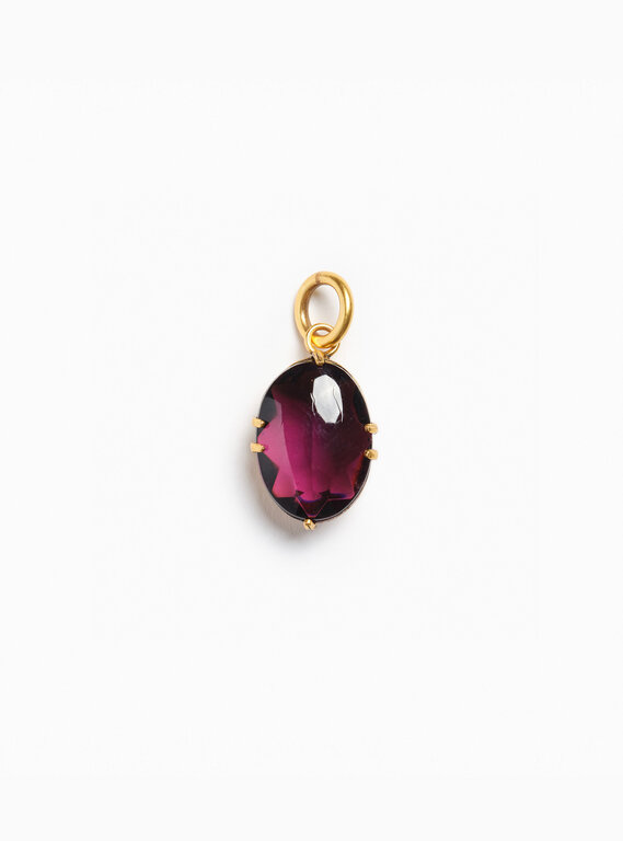 Fallen Aristocrat Charm- Oval Glass Stone, Plum
