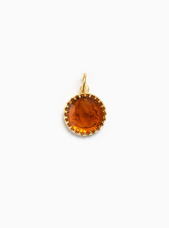 Fallen Aristocrat Charm- Cameo Round 18mm, Dark Amber