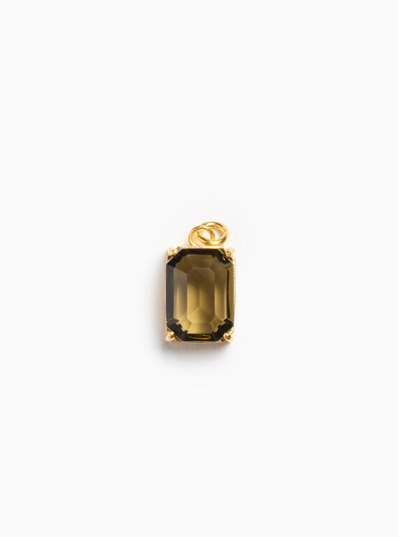 Fallen Aristocrat Charm- Octagon Glass Stone, Smoke