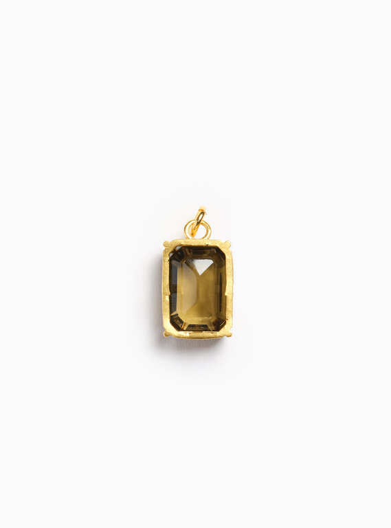 Fallen Aristocrat Charm- Octagon Glass Stone, Smoke