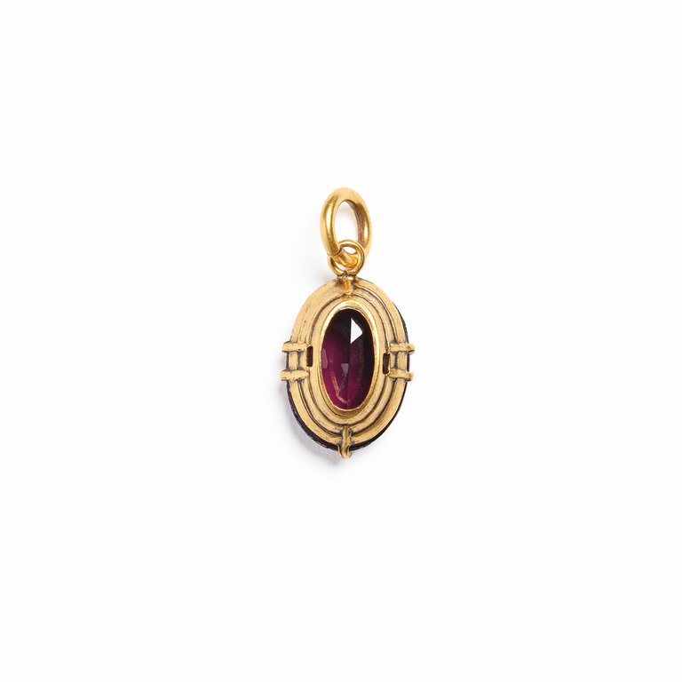Fallen Aristocrat Plum Oval Glass Stone Charm