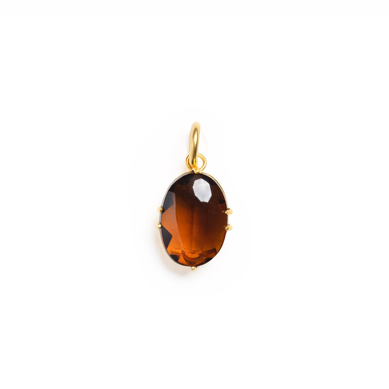 Fallen Aristocrat Dark Amber Oval Glass Stone Charm