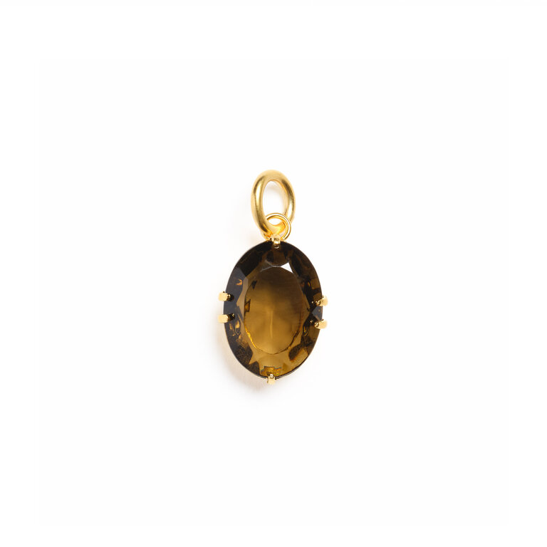 Fallen Aristocrat Oval Glass Stone Charm, Smoke