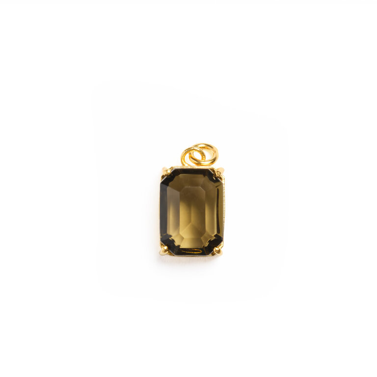 Fallen Aristocrat Octagon Glass Stone Charm, Smoke
