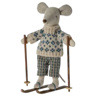 Winter mouse with ski set, Dad, Blue