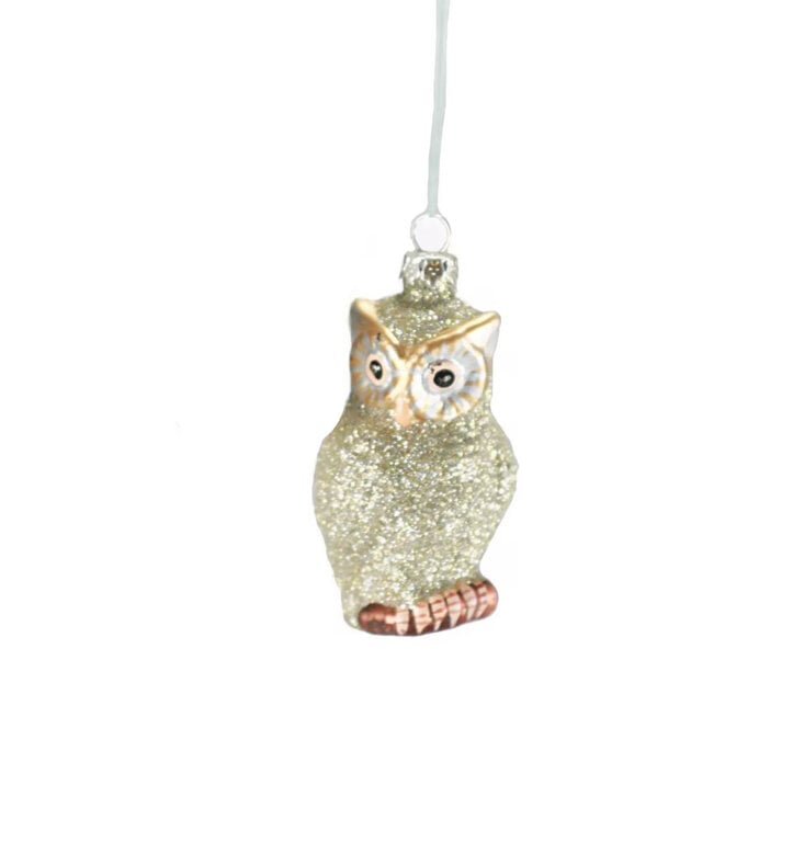 Glittered Glass Owl Ornament