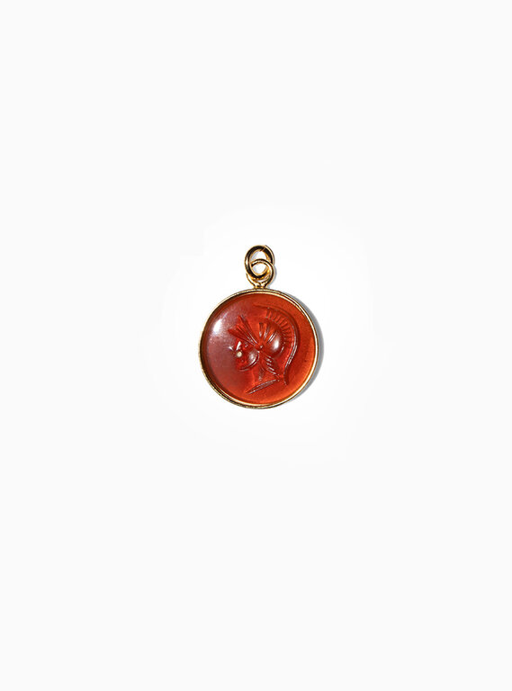 Fallen Aristocrat Charm- Warrior Round Cameo, Carnelian