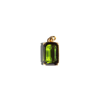 Fallen Aristocrat Octagon Glass Stone Charm, Dark Green