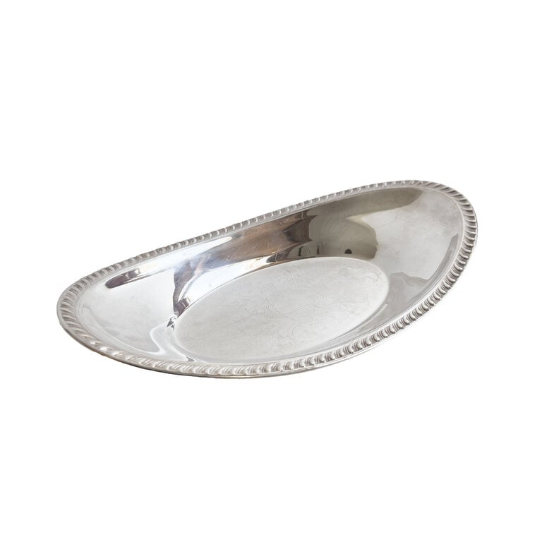 Silver Plated Bread Tray with Braided Edge