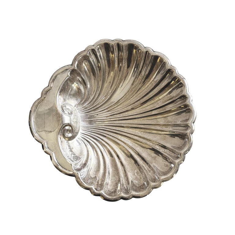 Shell Silver Plated Dish with Dolphin Feet