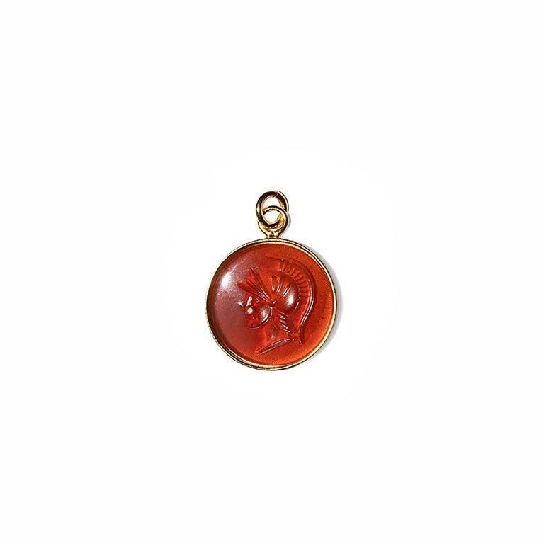 Fallen Aristocrat Round Carnelian Warrior Cameo Charm