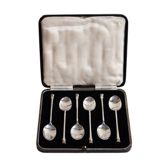 Sterling Silver Teaspoons by Daniel & Arter Burgundy Box