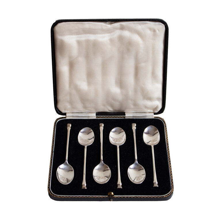 Sterling Silver Teaspoons by Daniel & Arter Burgundy Box