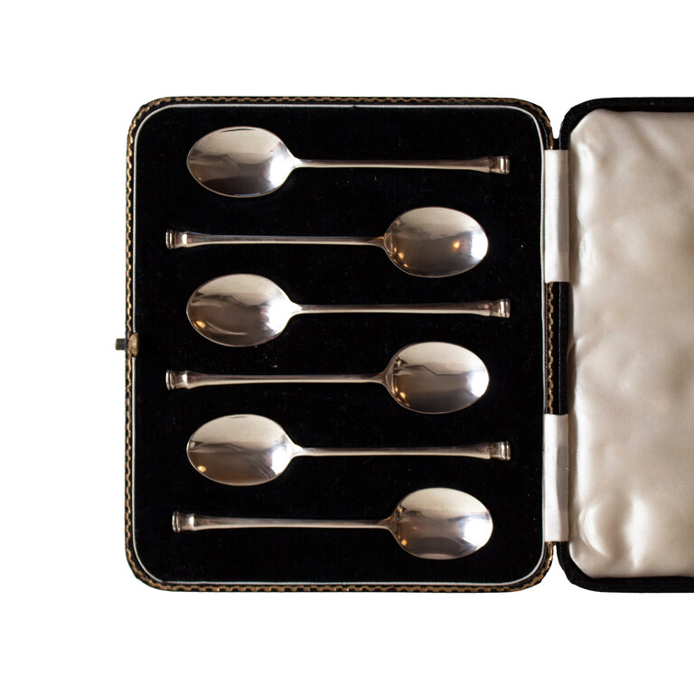 Sterling Silver Teaspoons by Daniel & Arter Burgundy Box