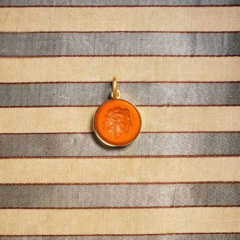 Fallen Aristocrat Round Terra Cotta Intaglio Charm