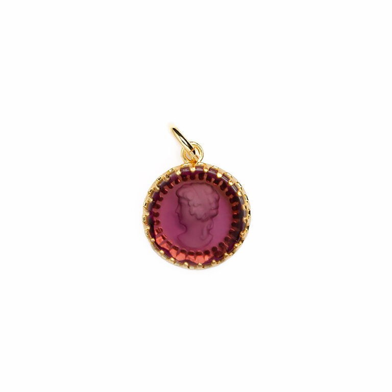 Fallen Aristocrat Round Plum Cameo Charm