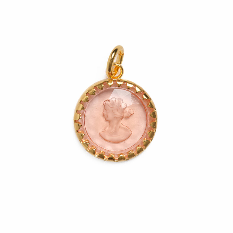 Fallen Aristocrat Round Cameo Charm, Peony
