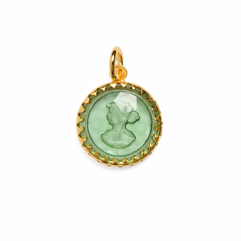 Fallen Aristocrat Sage Round Cameo Charm