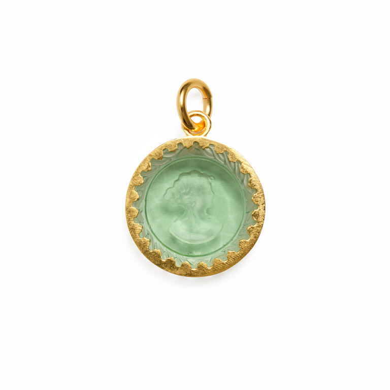 Fallen Aristocrat Round Cameo Charm, Sage