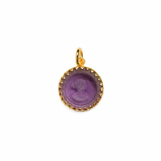 Fallen Aristocrat Round Violet Cameo Charm