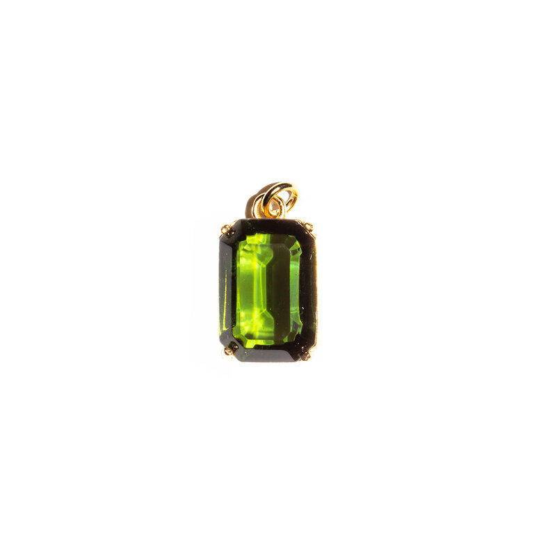 Fallen Aristocrat Dark Green Octagon Glass Stone Charm