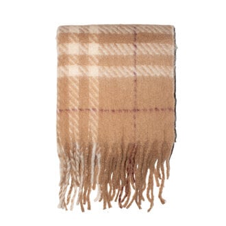 Tartan Checked Brush Camel Scarf