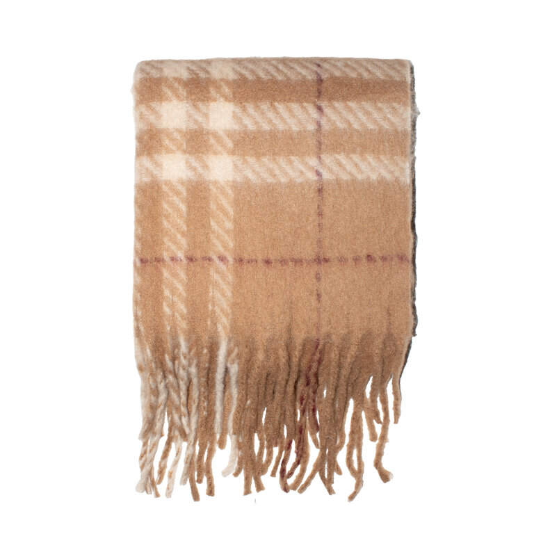 Scarf- Tartan Checked Brush Camel Sarf