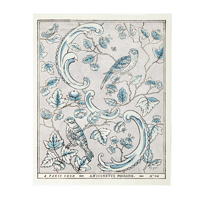 Antoinette Poisson 24A Oiseaux et Feuillage Blue Domino Paper