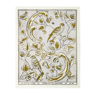 Antoinette Poisson 24B Oiseaux et Feuillage Khaki Domino Paper