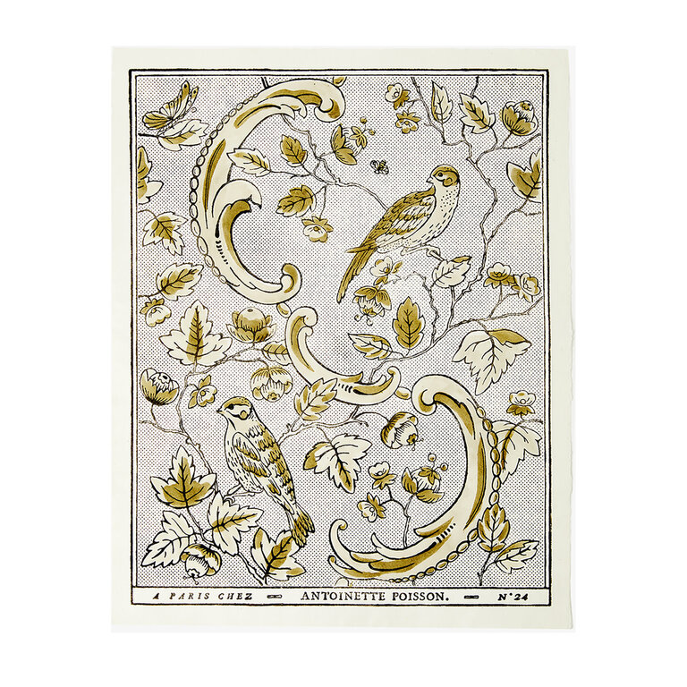 Antoinette Poisson 24B Oiseaux et Feuillage Khaki Domino Paper