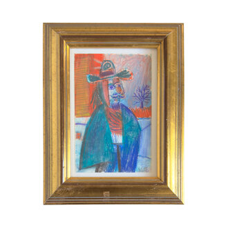 Raymond Debiève Framed Homme au Chapeau (Man in a Hat), 1985