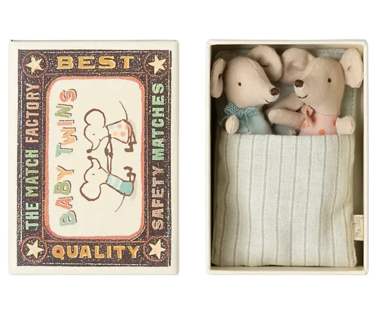 Maileg Twins Baby Mice In Matchbox