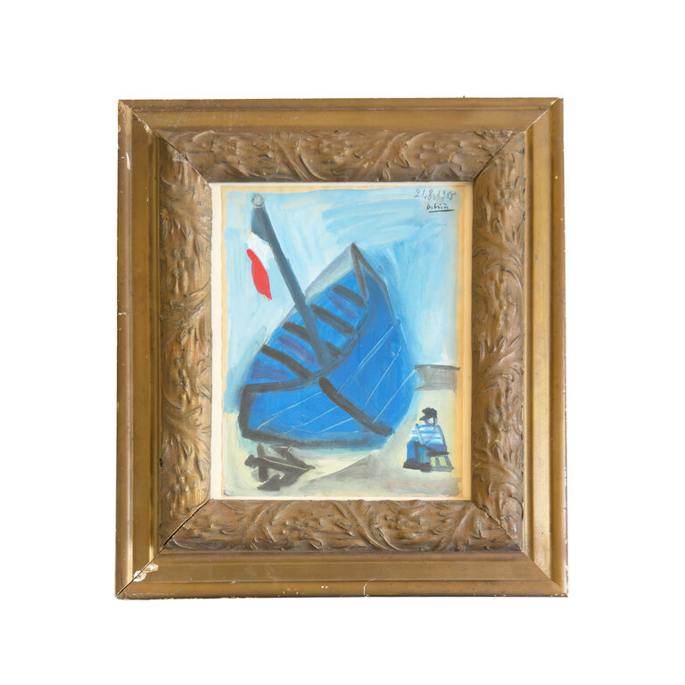 Raymond Debiève Framed Le Bateau Bleu (The Blue Boat), 1965