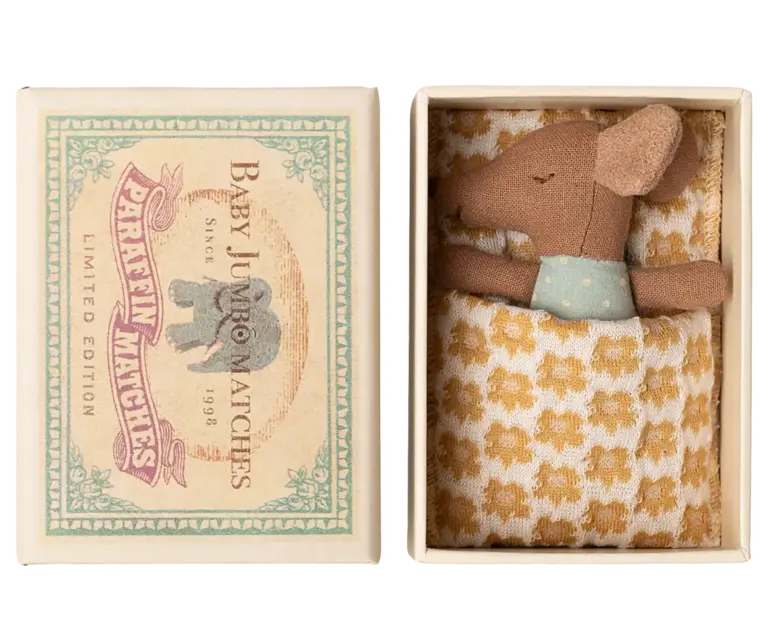 Maileg Baby Sleepy Wakey Mouse in Matchbox
