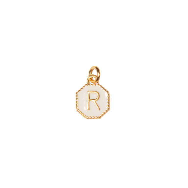 Fallen Aristocrat White Alphabet Octagon Charm