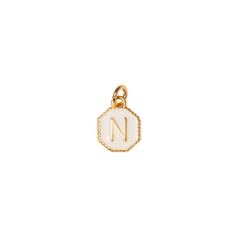 Fallen Aristocrat White Alphabet Octagon Charm
