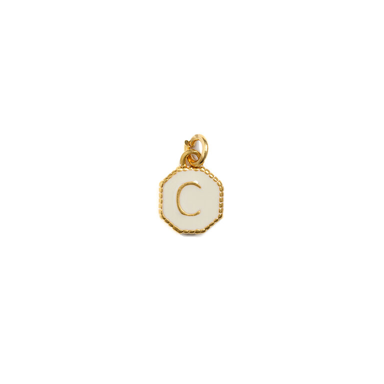 Fallen Aristocrat White Alphabet Octagon Charm