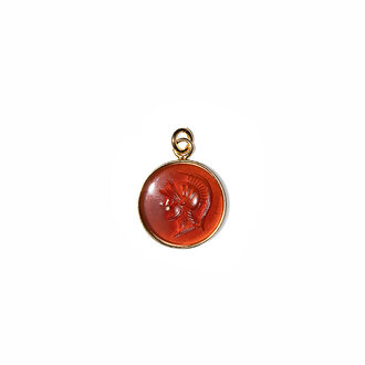 Fallen Aristocrat Round Warrior Cameo Charm, Carnelian