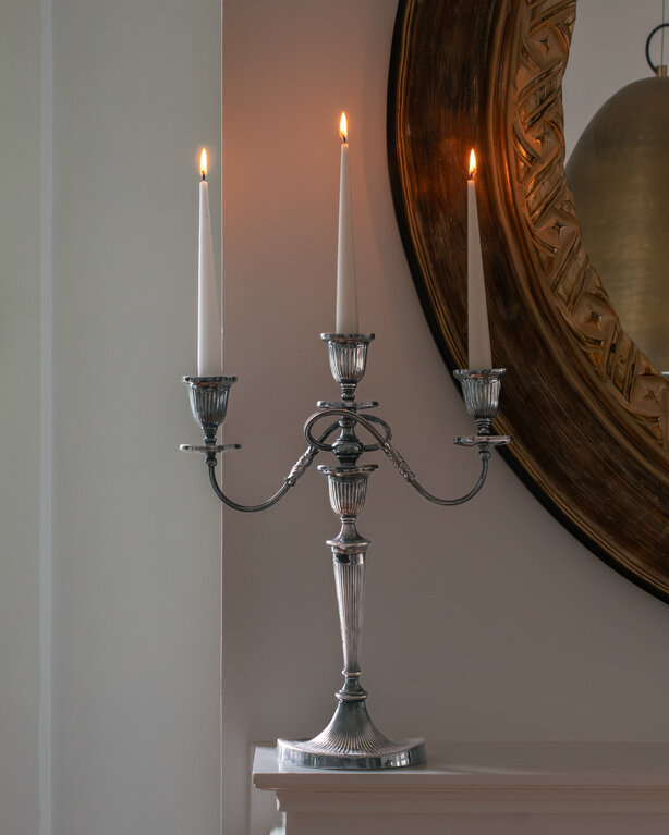 Countess Triple-Arm Silverplated Candelabra