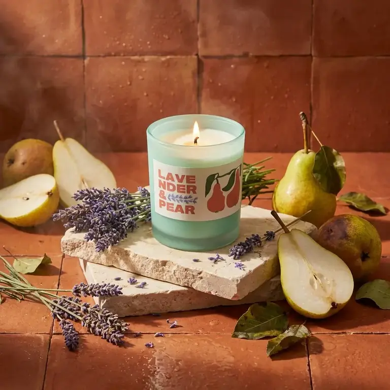 rewind Lavender & Pear Glass Candle